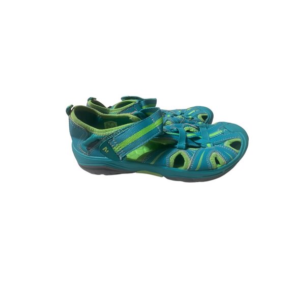 Merrell Womens Hydro Sport Sandals Teal & Lime Green Size 5M Water-Friendly Dura - Picture 4 of 7